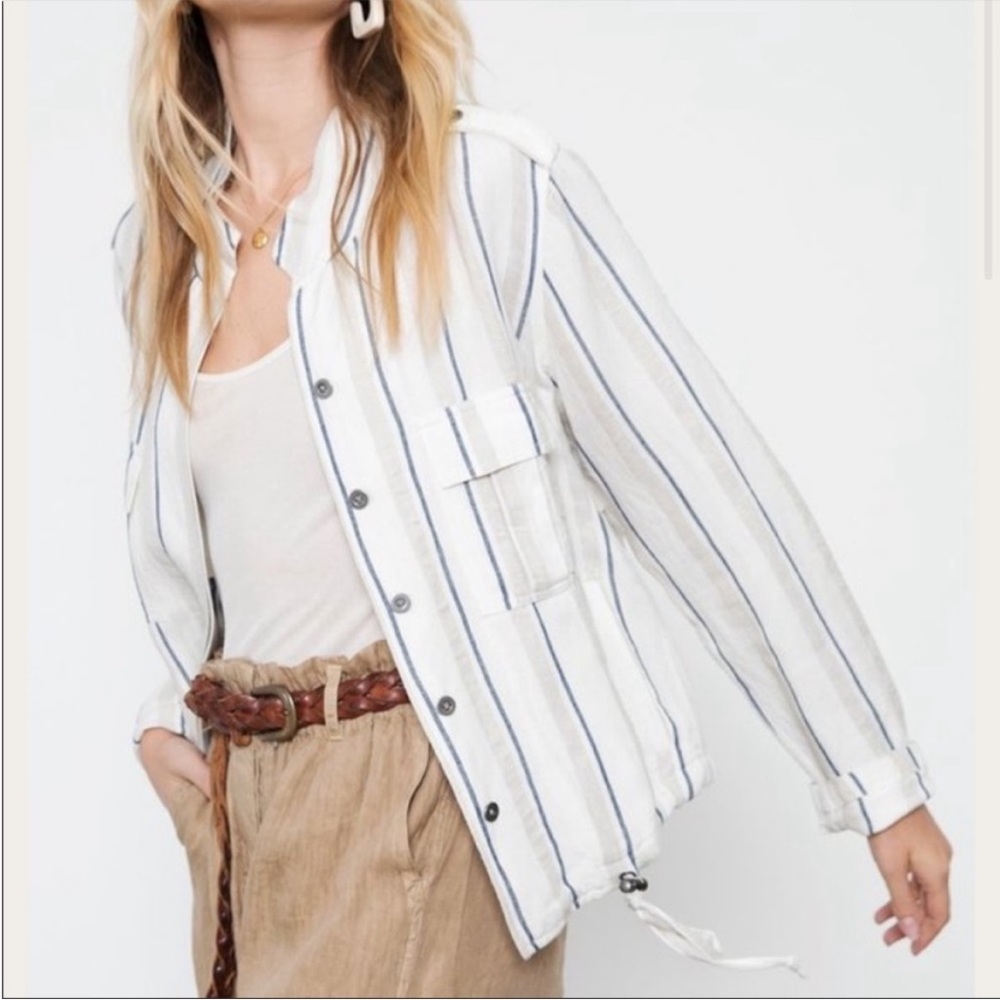Rails - Rowen lightweight linen jacket in coco stripe